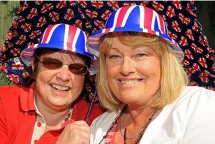 Best friends Jane Bryant, left, and Linda Trewern have fun in the sun